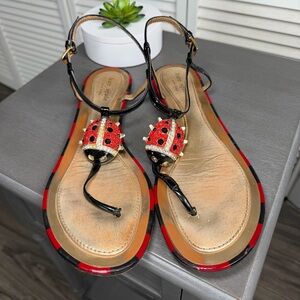 Y2K Kate Spade Lady Bug Rhinestone Sandals